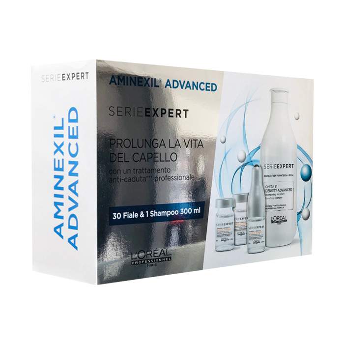 L'Oreal PRO Serie Expert Aminexil Advanced 30 fiale e shampoo da 300 ml